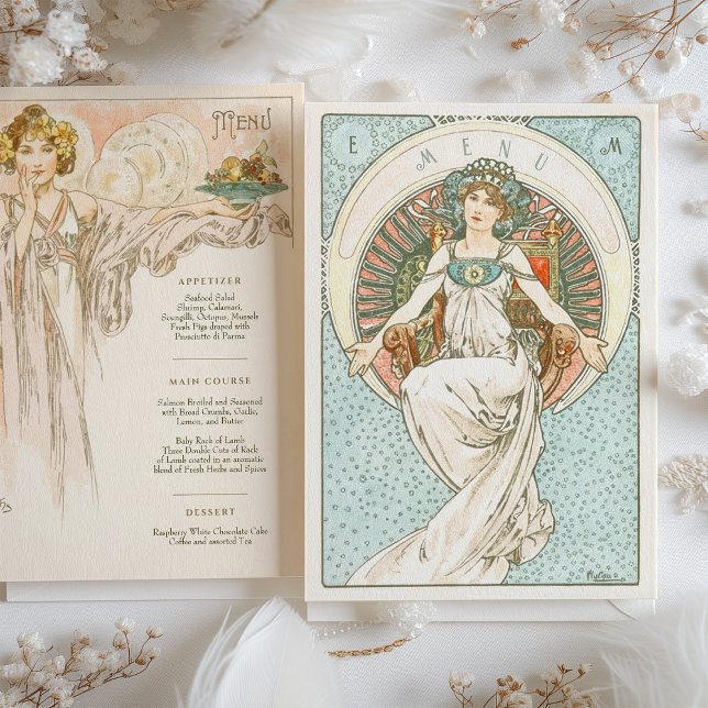 Elegantes Jugendstil Hochzeitsmenü Einladung (Von Creator hochgeladen)