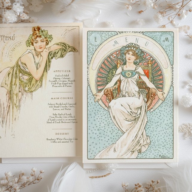 Elegantes Jugendstil Hochzeitsmenü Einladung (Von Creator hochgeladen)