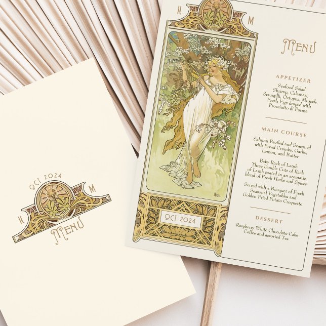 Elegantes Jugendstil Hochzeitsmenü Einladung (Von Creator hochgeladen)