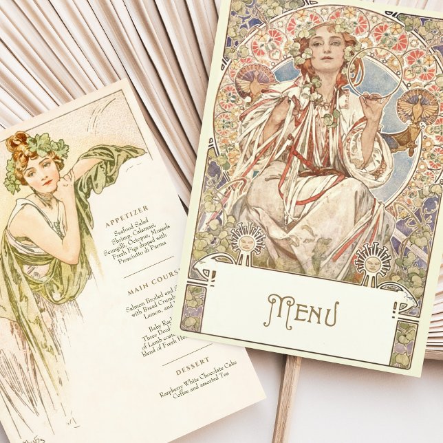 Elegantes Jugendstil Hochzeitsmenü Einladung (Von Creator hochgeladen)