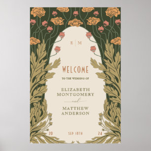 Elegantes Jugendstil-Hochzeitssymbol Poster