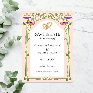 Elegantes Jugendstil mit Rings Wedding Save The Date