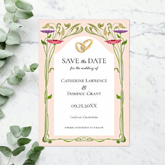 Elegantes Jugendstil mit Rings Wedding Save The Date