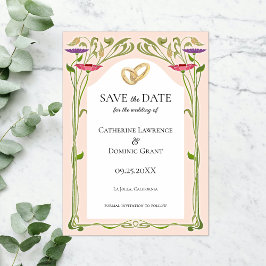 Elegantes Jugendstil mit Rings Wedding Save The Date