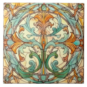 elegantes Jugendstil-Muster Fliese