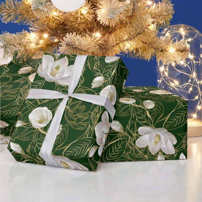 Elegantes Jugendstil-Muster im südlichen Magnolien Geschenkpapier (Feiertage)