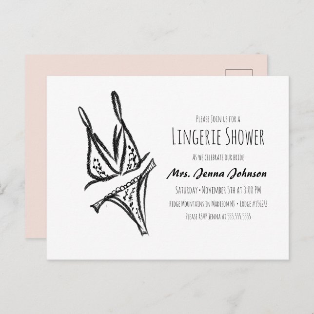 Elegantes Junggeselinnen-Abschied Lingerie Brautpa Postkarte (Vorne/Hinten)