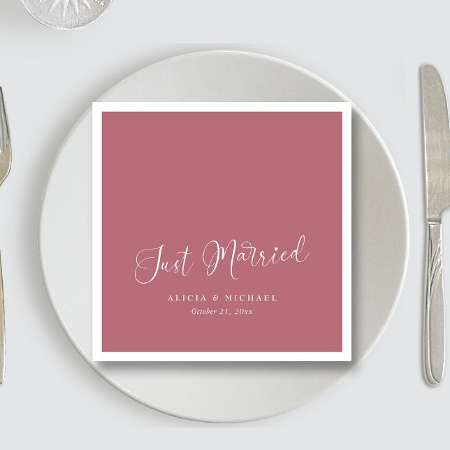 Elegantes 'Just Married' Herz - Rose Gold Wedding Serviette (Elegant 'Just Married' Heart - Rose Gold Wedding Napkins)