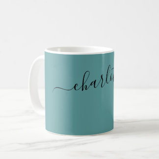 Elegantes Kadettblau Farb Moderner Name Personalis Kaffeetasse