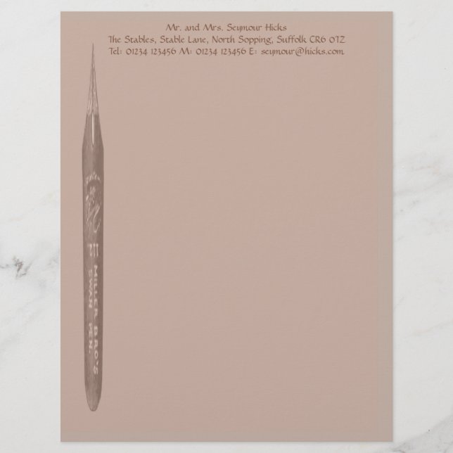 Elegantes Kaffee-Stift-Spitzen-Briefpapier Briefbogen (Vorderseite)