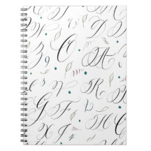Elegantes Kalligrafie Alphabet Spiral Note Book