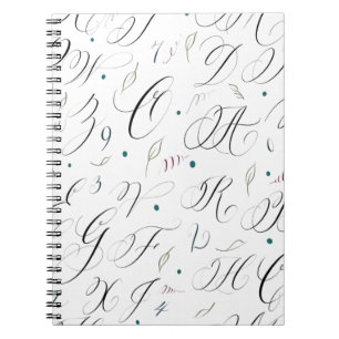 Elegantes Kalligrafie Alphabet Spiral Note Book Notizblock