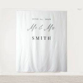 Elegantes Kalligrafie-Hochzeitskulisse-Banner Wandteppich