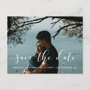 Elegantes Kalligrafie-Save the Date Foto Ankündigungspostkarte