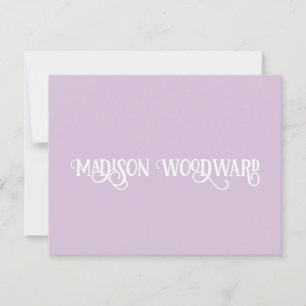 Elegantes Kalligrafie Script Light Lavender Note C Mitteilungskarte