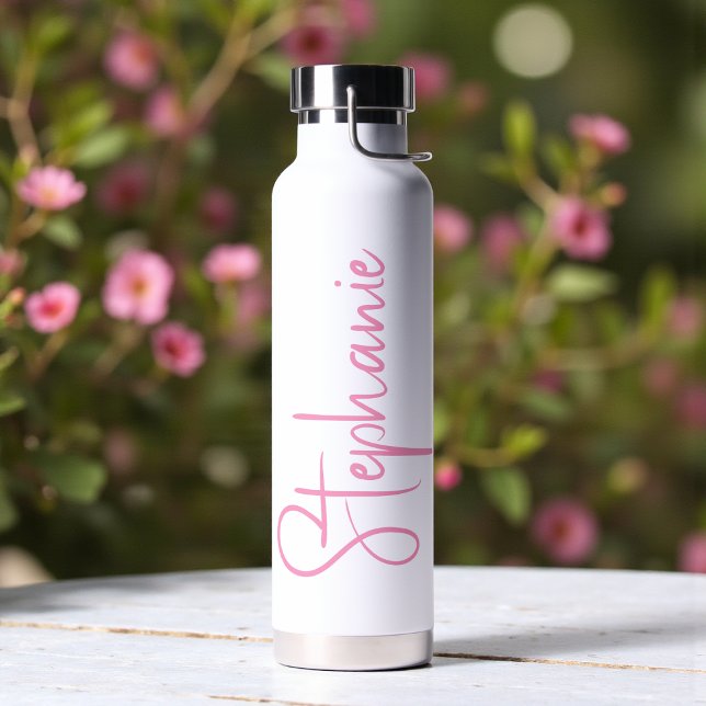 Elegantes Kalligrafie-Script personalisierter Name Trinkflasche (Von Creator hochgeladen)