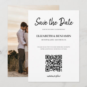 Elegantes Kalligrafie-Script-QR-Code-Foto Save The Date