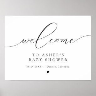 Elegantes Kalligrafie-Skript Baby-Shower-Willkomme Poster