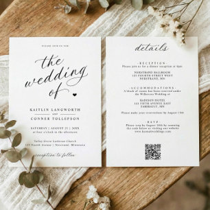 Elegantes Kalligrafie-Skript Hochzeit Alles in Ein Einladung