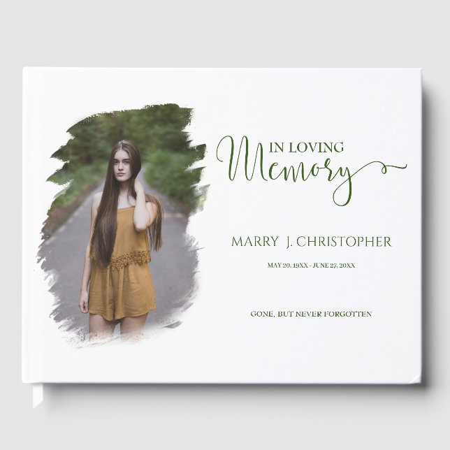 Elegantes Kalligrafie-Skript im Love Memory-Foto Gästebuch (Vorderseite)