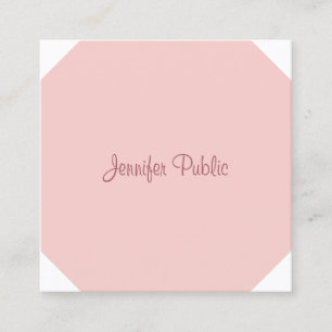 Elegantes Kalligrafie-Skript Modernes Blush Pink Quadratische Visitenkarte