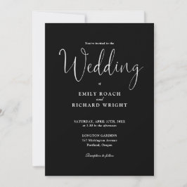 Elegantes Kalligrafie-Skript Schwarz-Weiß-Hochzeit Einladung