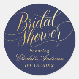 Elegantes Kalligrafisches Brautparty Runder Aufkleber