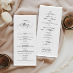 Elegantes kalligrafisches Doppelmenü Menükarte<br><div class="desc">Elegante Kalligraphie Doppelseitige Hochzeitskarte Erleben Sie Ihr Abendessen mit unserem exquisiten zweiseitigen Hochzeitsmenü, einem Meisterwerk der Eleganz und des Geschmacks. Die Vorderseite, mit bezaubernder Kalligrafie geschmückt, führt zu einer kulinarischen Reise, die die Eleganz des besonderen Tages des Paares widerspiegelt. Die elegante Typografie, ein Tanz mit Tinte auf Papier, flüstert Versprechungen...</div>