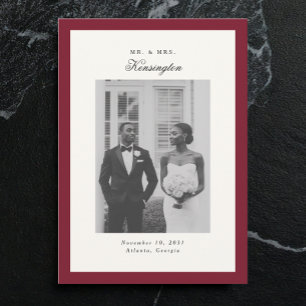 Elegantes kalligrafisches Foto Frame Red Wedding Ankündigung