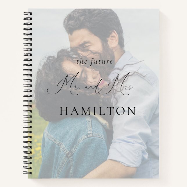 Elegantes kalligrafisches Hochzeitsrechner Notizbuch (Vorderseite)