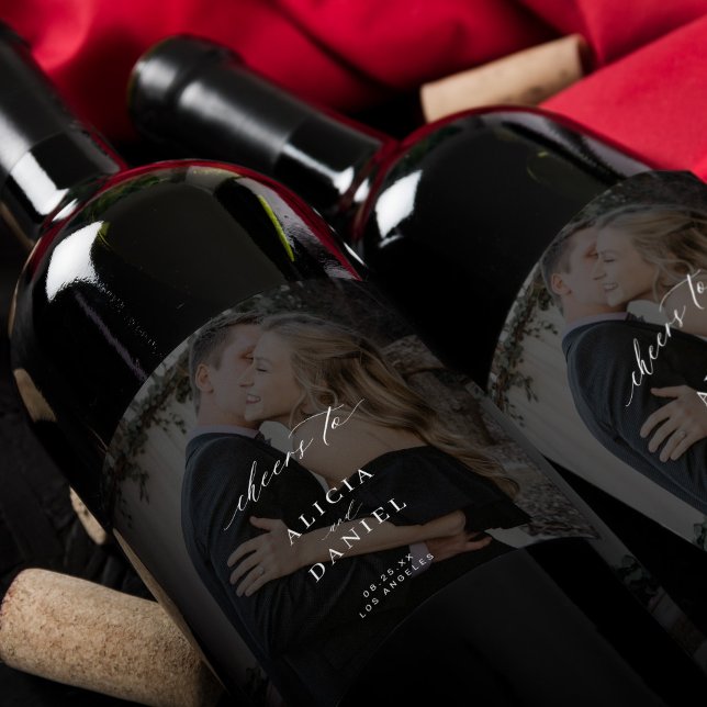 Elegantes Kalligraphie-Foto-Overlay-Begrüßung Weinetikett (Von Creator hochgeladen)