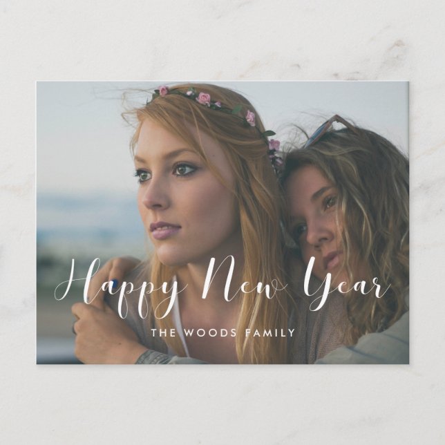 Elegantes Kalligraphie-Frohes New Year Holiday Fot Postkarte (Vorderseite)