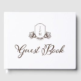 Elegantes Kalligraphie- und botanisches Monogramm- Gästebuch