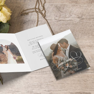 Elegantes kalligraphisches Foto Dankeskarte