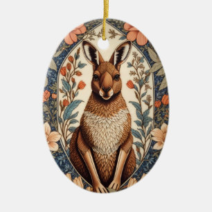 Elegantes Känguru, inspiriert von William Morris  Keramik Ornament