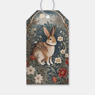 Elegantes Kaninchen Gerahmt von Blume und Blätter Geschenkanhänger