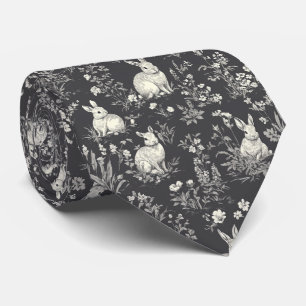 Elegantes Kaninchen-Toile-Blumen-Vintage-Muster (3 Krawatte
