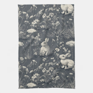 Elegantes Kaninchen-Toile-Blumen-Vintage-Muster (6 Geschirrtuch