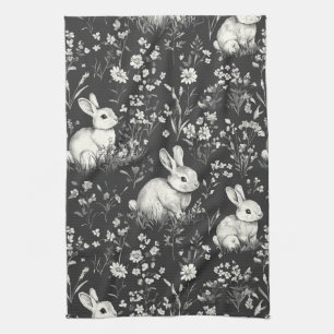 Elegantes Kaninchen-Toile-Floral-Vintage-Muster (2 Geschirrtuch