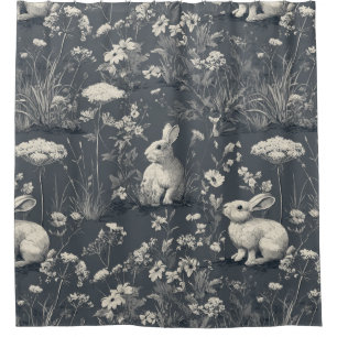 Elegantes Kaninchen-Toile-Floral-Vintage-Muster (6 Duschvorhang