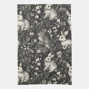 Elegantes Kaninchen-Toile-Floral-Vintage-Muster (7 Geschirrtuch