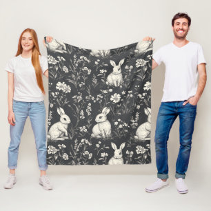 Elegantes Kaninchen-Toile-Floral-Vintage-Muster Fleecedecke