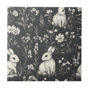 Elegantes Kaninchen-Toile-Floral-Vintage-Muster Fliese