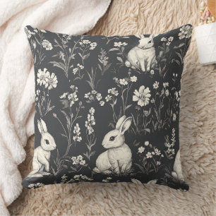 Elegantes Kaninchen-Toile-Floral-Vintage-Muster Kissen