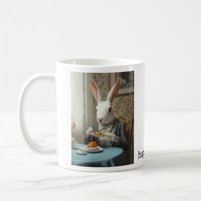 Elegantes Kaninchen zur Teezeit Kaffeetasse (Links)