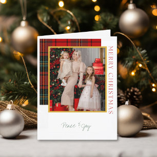 Elegantes Kariertes modernes Foto Falten Weihnacht Feiertagskarte