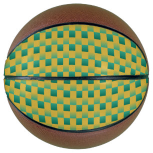 Elegantes kariertes Muster in Grün und Gold Basketball