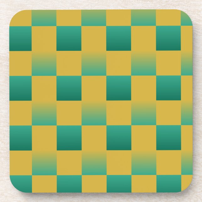 Elegantes kariertes Muster in Grün und Gold Getränkeuntersetzer (Vorderseite)