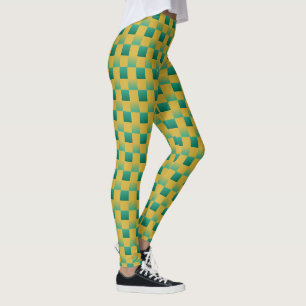 Elegantes kariertes Muster in Grün und Gold Leggings