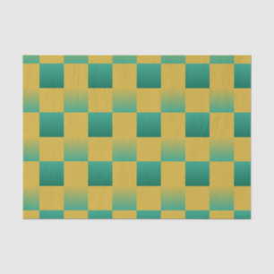 Elegantes kariertes Muster in Grün und Gold Seidenpapier